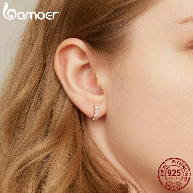 Moissanite Hoop Earrings in 925 Sterling Silver - Bourvane - Image 2