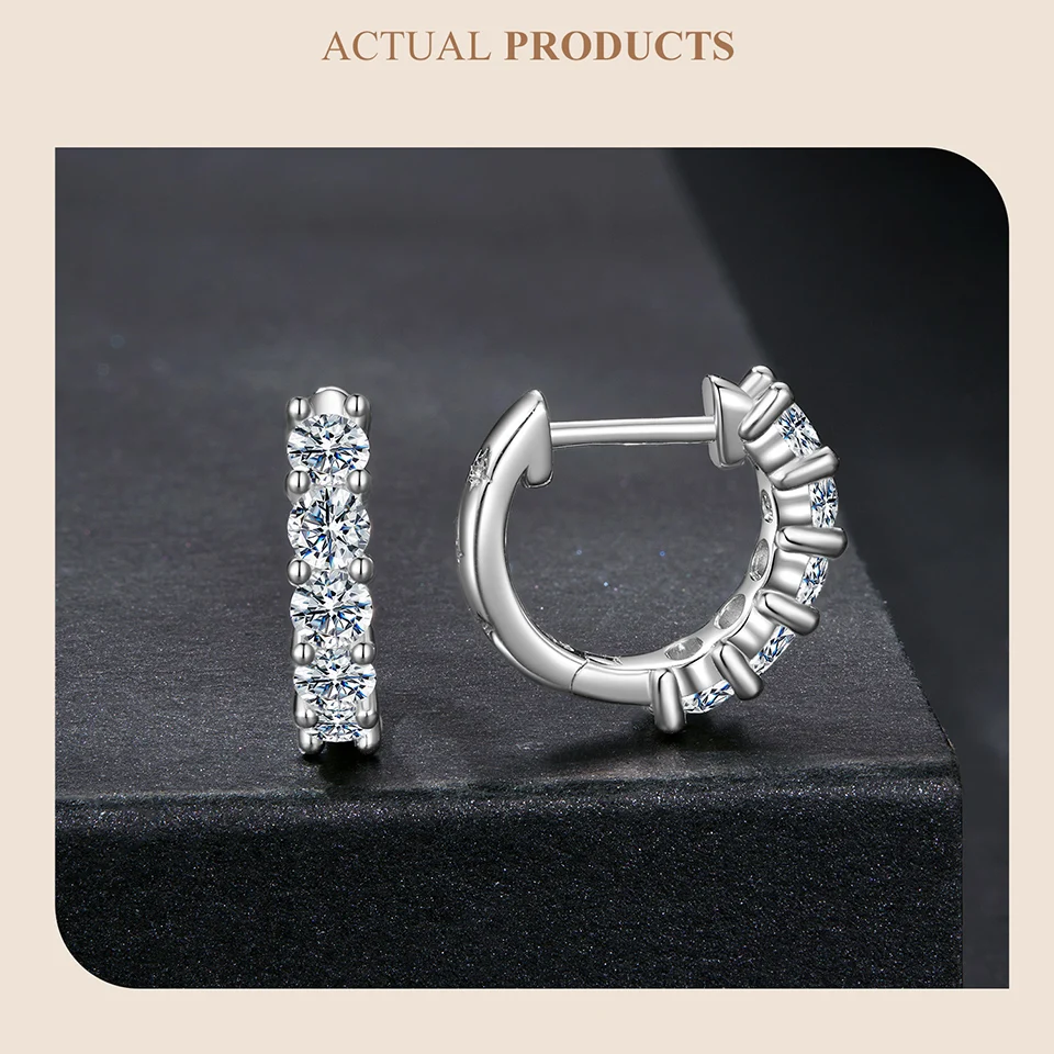 Moissanite Hoop Earrings in 925 Sterling Silver - Bourvane - Image 13