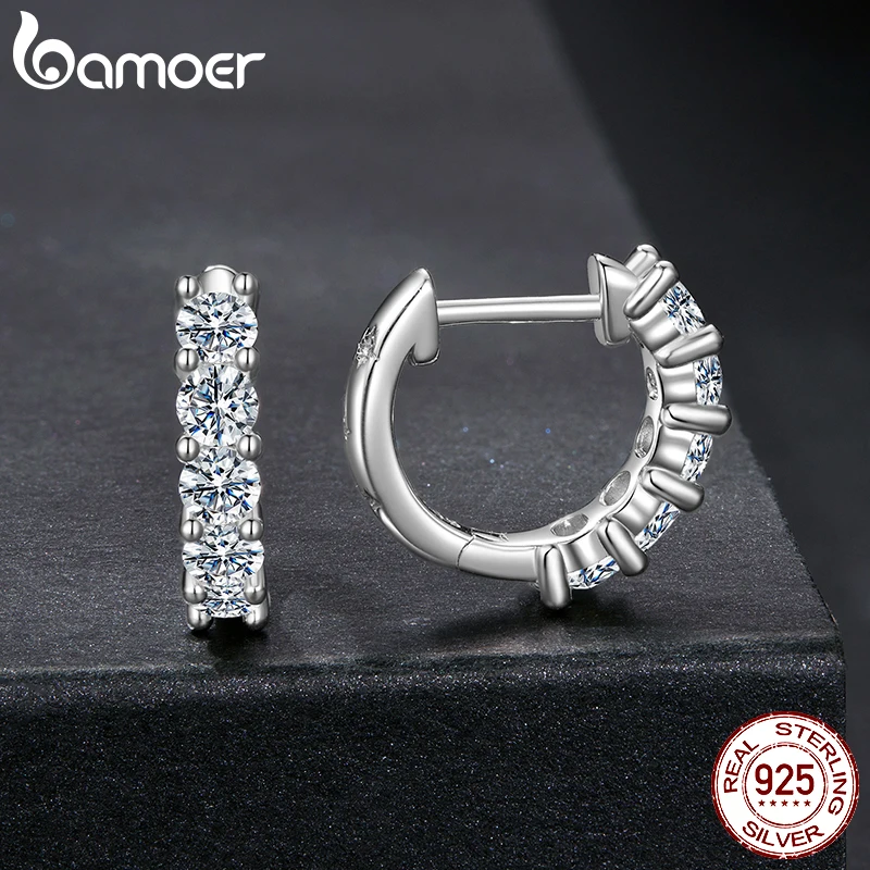 Moissanite Hoop Earrings in 925 Sterling Silver - Bourvane - Image 4