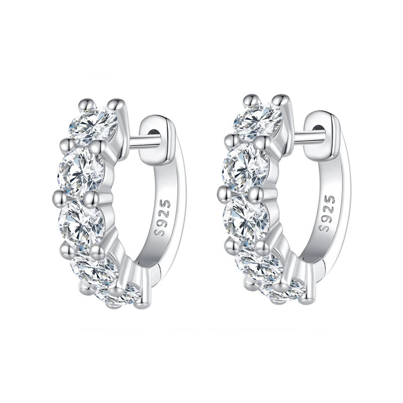 Moissanite Hoop Earrings in 925 Sterling Silver - Bourvane - Image 8