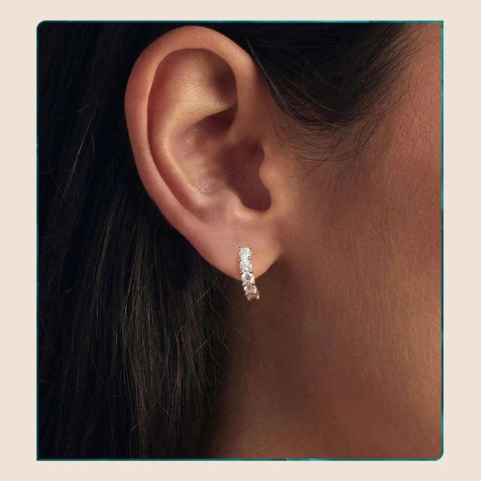 Moissanite Hoop Earrings in 925 Sterling Silver - Bourvane - Image 9