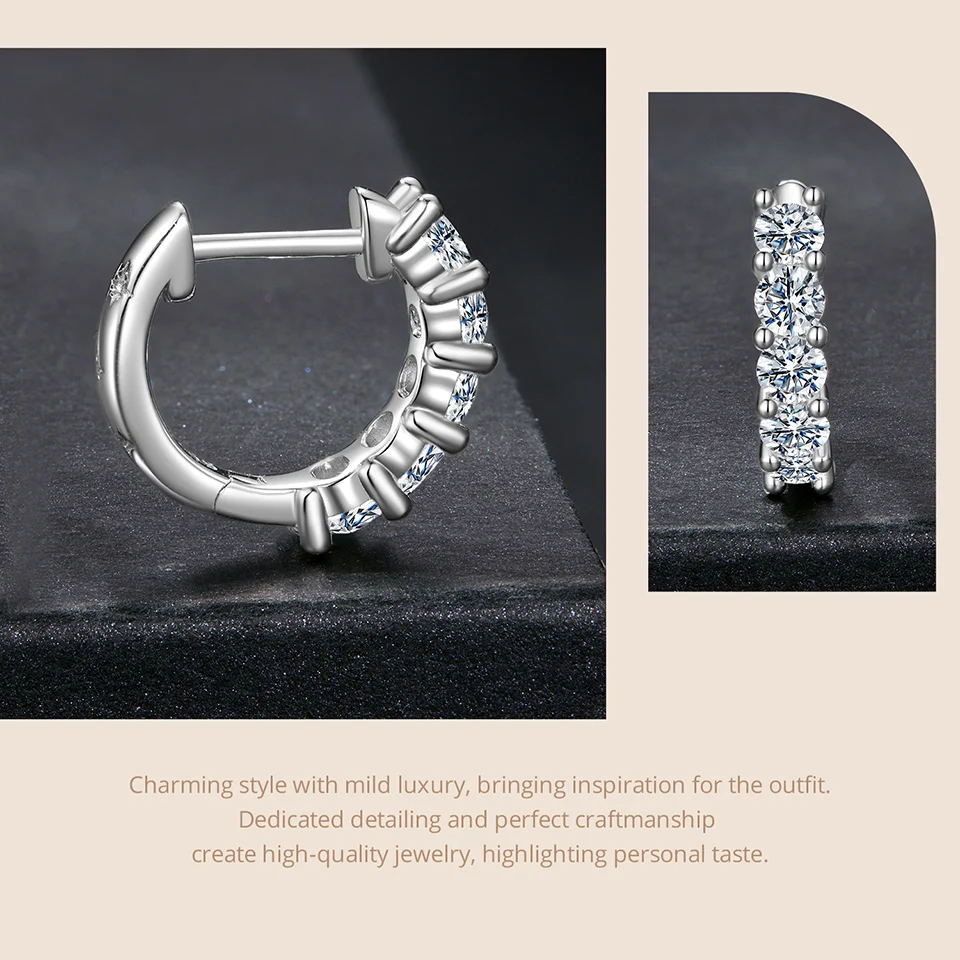 Moissanite Hoop Earrings in 925 Sterling Silver - Bourvane - Image 14