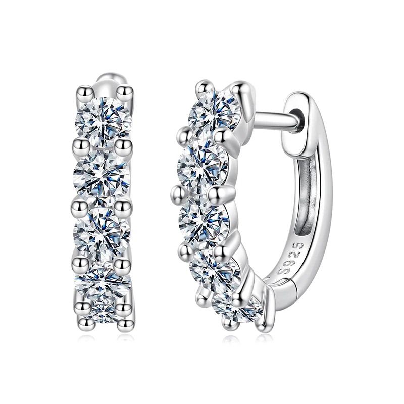 Moissanite Hoop Earrings in 925 Sterling Silver - Bourvane - Image 7