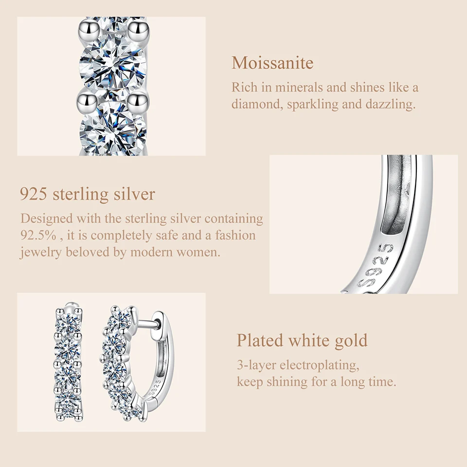 Moissanite Hoop Earrings in 925 Sterling Silver - Bourvane - Image 15